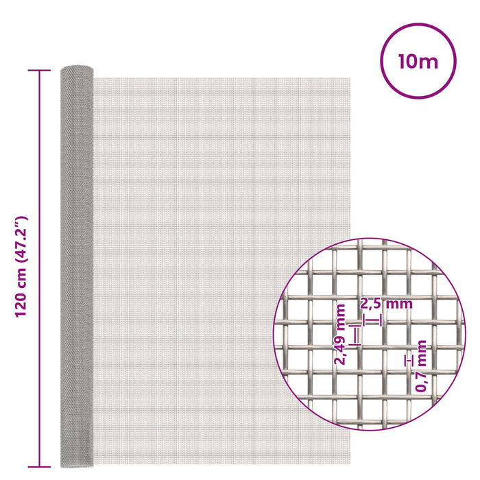 Ecran din plasă 120 x 1000 cm 8 Mesh Oțel Inoxidabil 201 WALTI