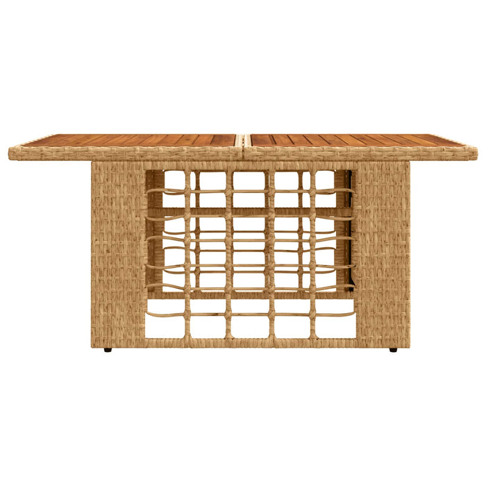 Masă de Grădină natural 100 x 55 x 37 cm Ratan PE și sticlă WALTI