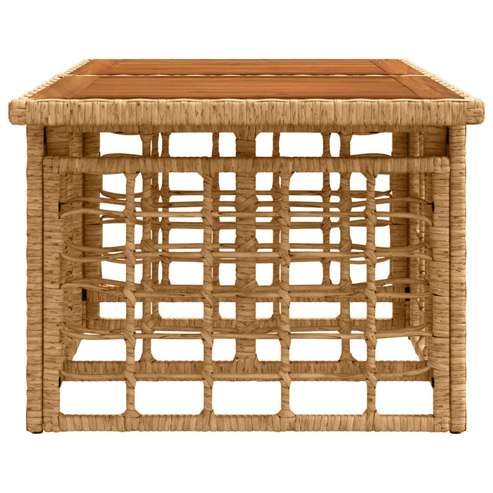 Masă de Grădină natural 100 x 55 x 37 cm Ratan PE și sticlă WALTI
