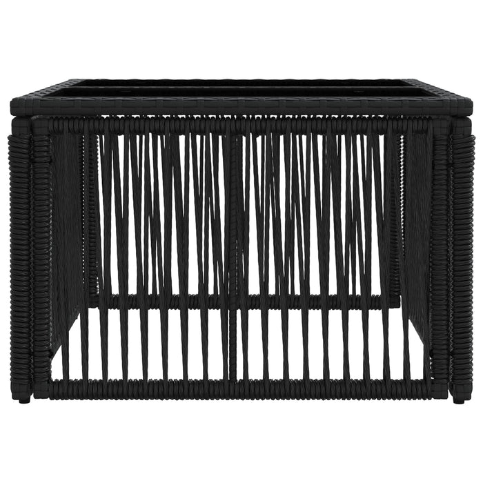 Masă de Grădină Negru 55 x 55 x 37 cm Ratan PE și sticlă WALTI