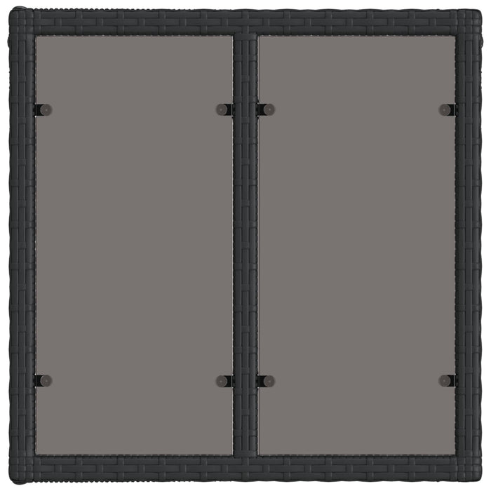 Masă de Grădină Negru 55 x 55 x 37 cm Ratan PE și sticlă WALTI