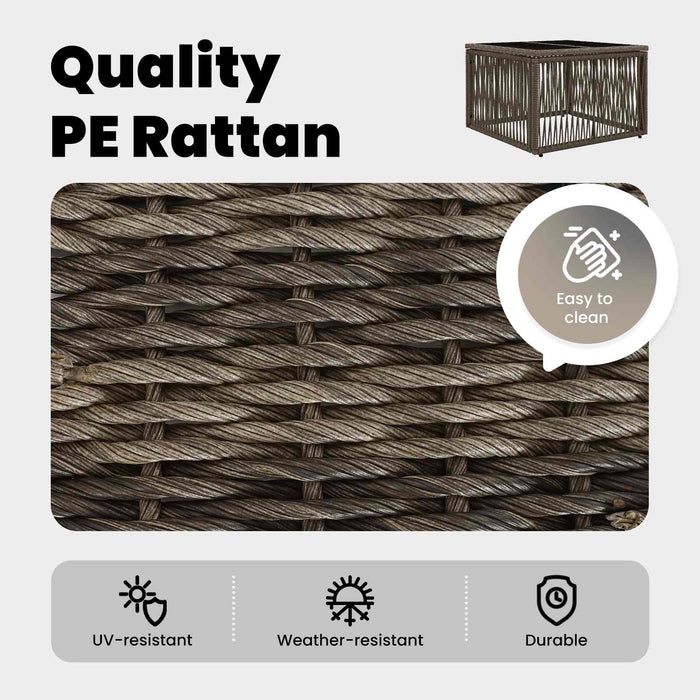 Masă de Grădină Gri și negru 55 x 55 x 37 cm Ratan PE și sticlă WALTI
