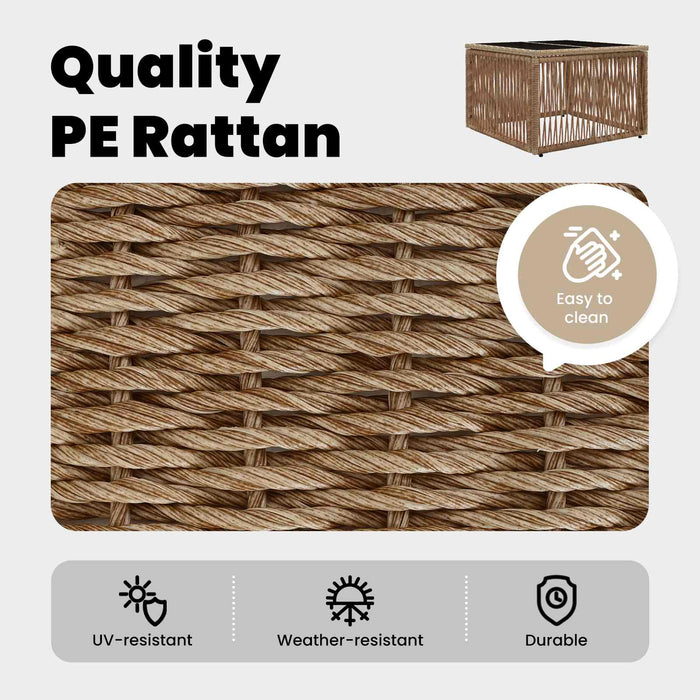 Masă de Grădină Bej și negru 55 x 55 x 37 cm Ratan PE și sticlă WALTI