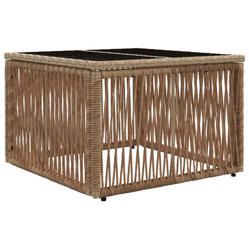 Masă de Grădină Bej și negru 55 x 55 x 37 cm Ratan PE și sticlă - WALTI WALTI