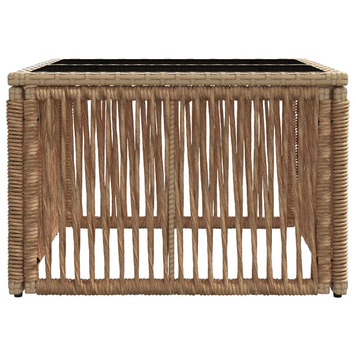 Masă de Grădină Bej și negru 55 x 55 x 37 cm Ratan PE și sticlă WALTI