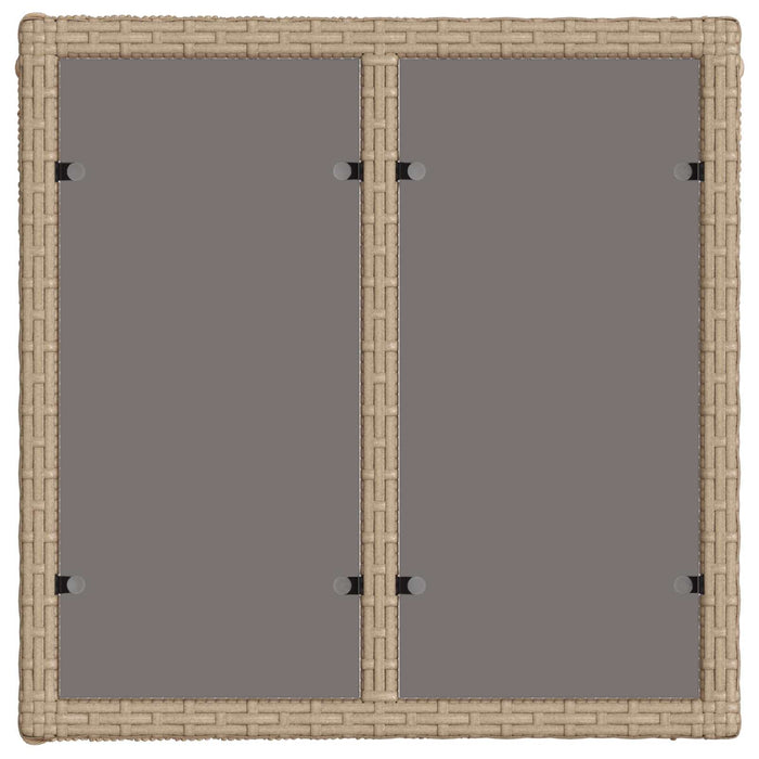 Masă de Grădină Bej și negru 55 x 55 x 37 cm Ratan PE și sticlă WALTI