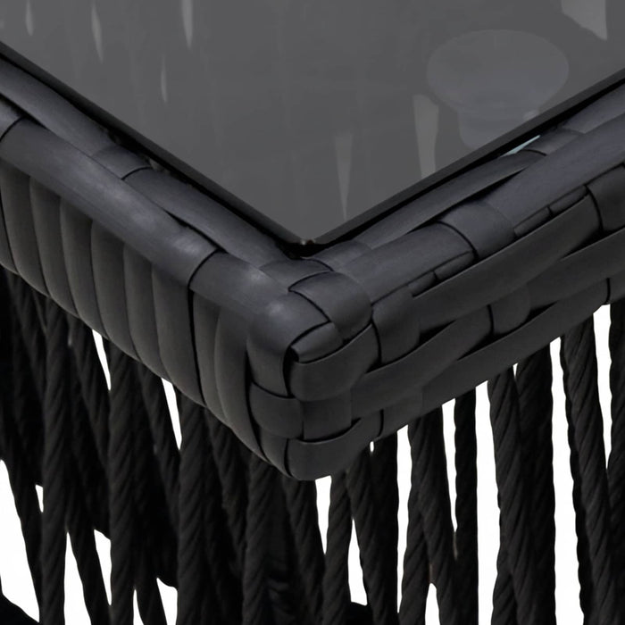 Masă de Grădină Negru 100 x 55 x 37 cm Ratan PE și sticlă WALTI