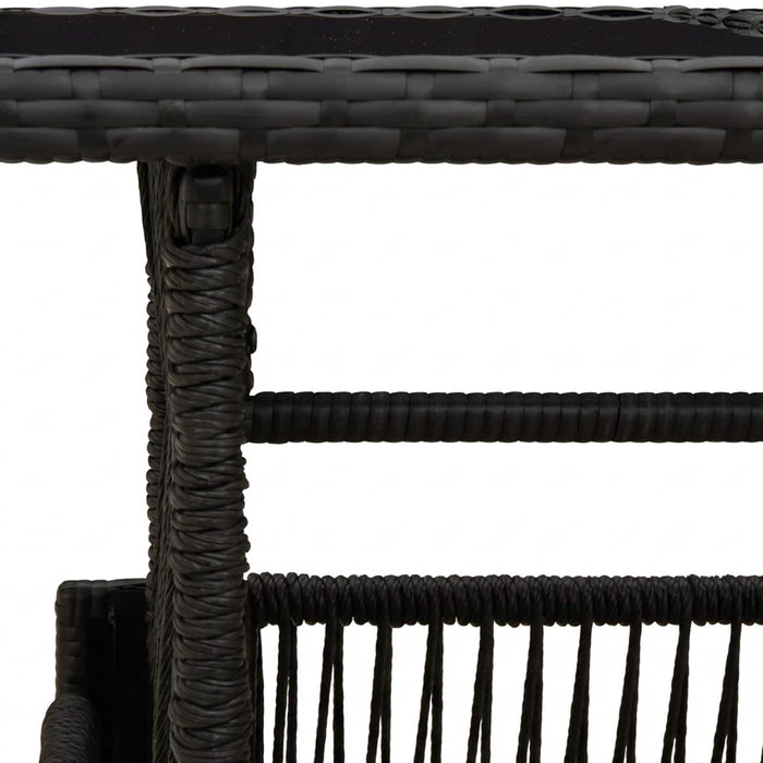 Masă de Grădină Negru 100 x 55 x 37 cm Ratan PE și sticlă WALTI