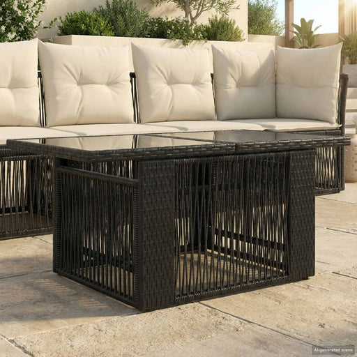 Masă de Grădină Negru 100 x 55 x 37 cm Ratan PE și sticlă - WALTI WALTI