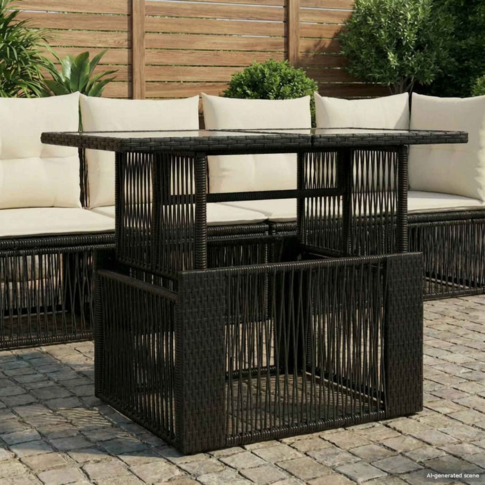 Masă de Grădină Negru 100 x 55 x 37 cm Ratan PE și sticlă WALTI