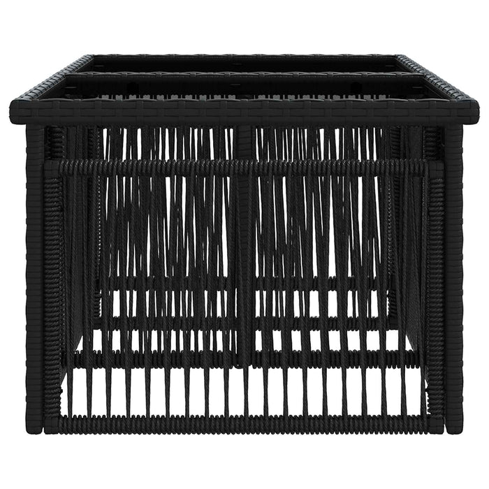 Masă de Grădină Negru 100 x 55 x 37 cm Ratan PE și sticlă WALTI