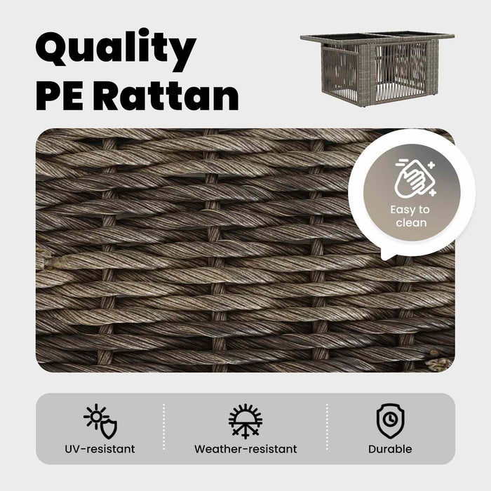 Masă de Grădină Gri 100 x 55 x 37 cm Ratan PE și sticlă WALTI