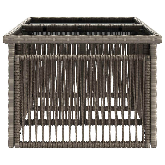 Masă de Grădină Gri 100 x 55 x 37 cm Ratan PE și sticlă WALTI