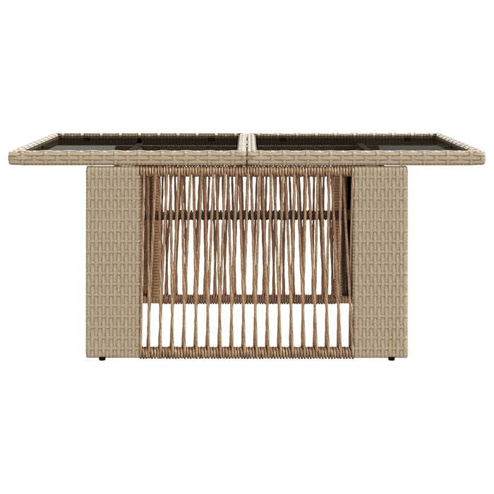 Masă de Grădină Bej 100 x 55 x 37 cm Ratan PE și sticlă WALTI