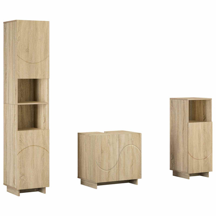 Set dulap baie 3 buc. Stejar Sonoma Lemn prelucrat WALTI