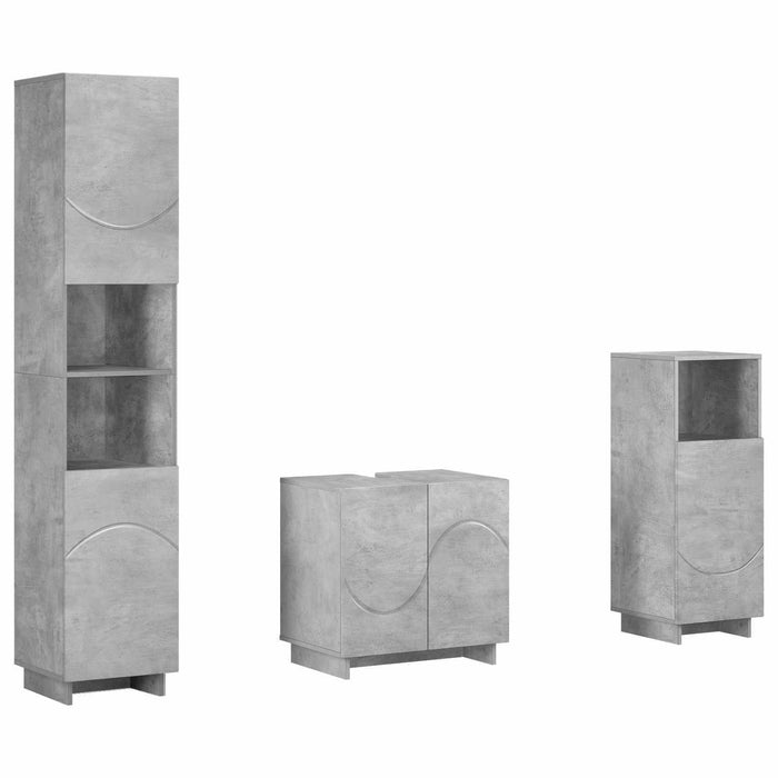 Set dulap baie 3 buc. Gri Beton Lemn prelucrat WALTI