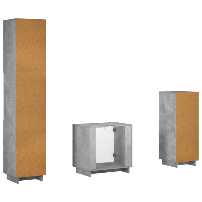 Set dulap baie 3 buc. Gri Beton Lemn prelucrat WALTI
