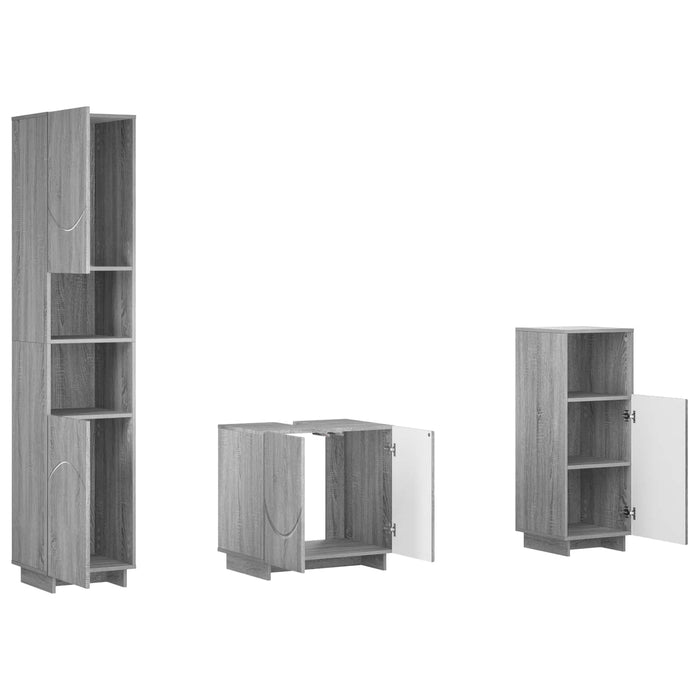 Set dulap baie 3 buc. Sonoma gri Lemn prelucrat WALTI