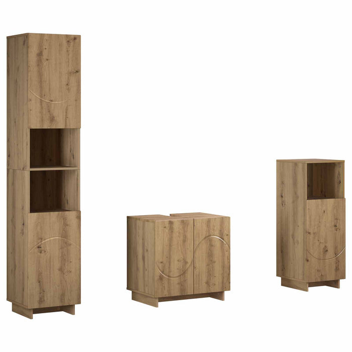 Set dulap baie 3 buc. Stejar Artizanal Lemn prelucrat WALTI