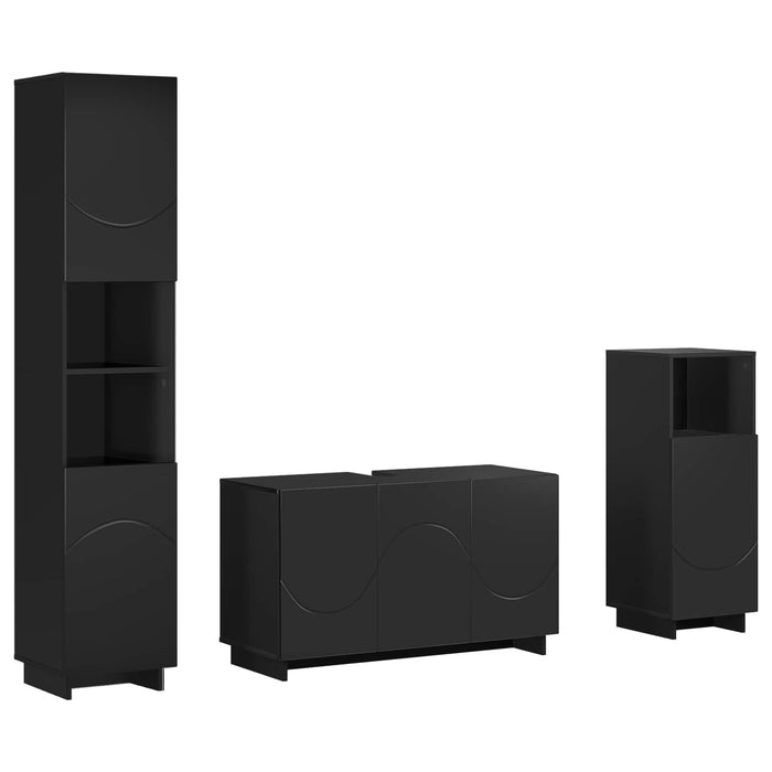 Set dulap baie 3 buc. Negru Lemn prelucrat WALTI