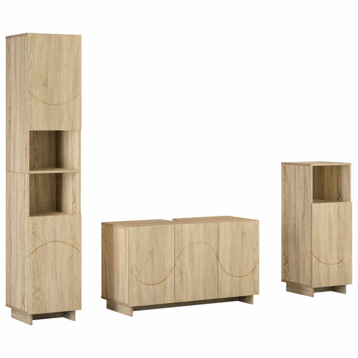 Set dulap baie 3 buc. Stejar Sonoma Lemn prelucrat WALTI