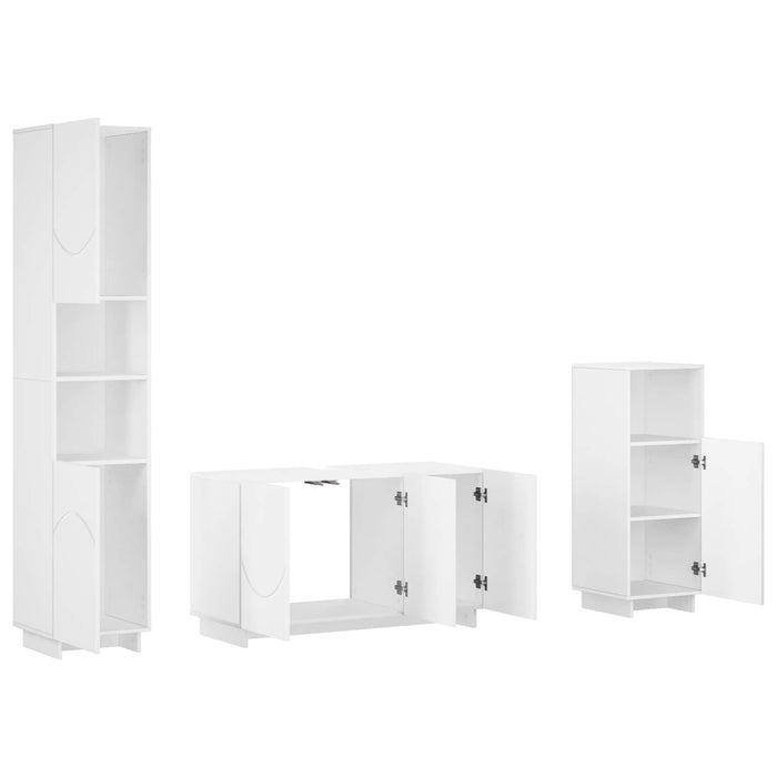 Set dulap baie 3 buc. Alb foarte lucios Lemn prelucrat WALTI