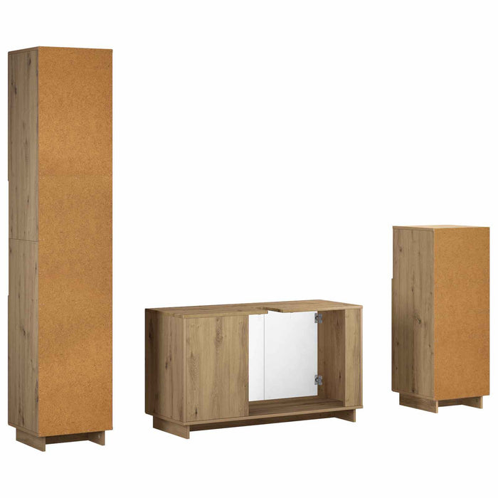 Set dulap baie 3 buc. Stejar Artizanal Lemn prelucrat WALTI