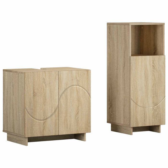 Set dulap baie 2 buc. Stejar Sonoma Lemn prelucrat WALTI