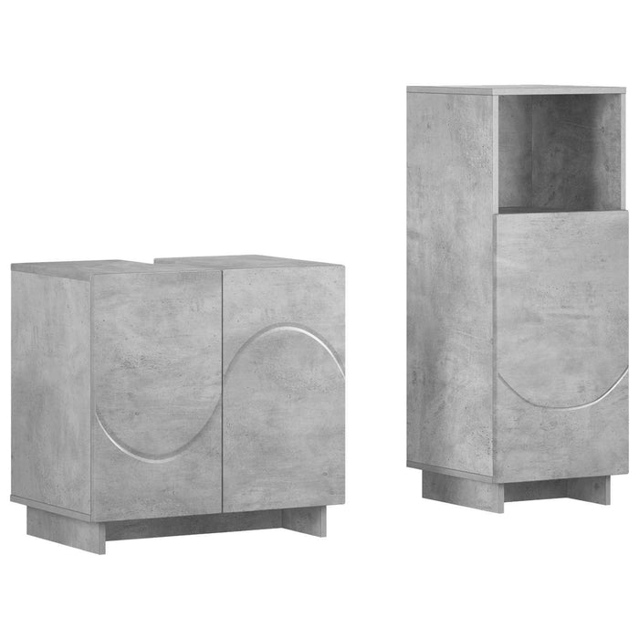 Set dulap baie 2 buc. Gri Beton Lemn prelucrat WALTI