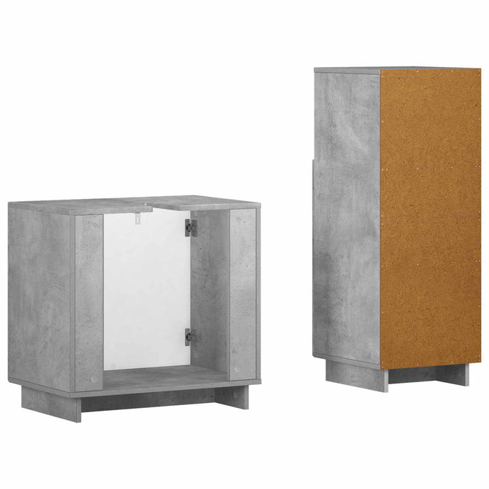 Set dulap baie 2 buc. Gri Beton Lemn prelucrat WALTI