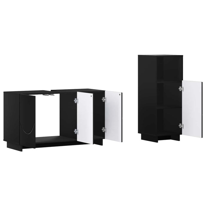 Set dulap baie 2 buc. Negru Lemn prelucrat WALTI