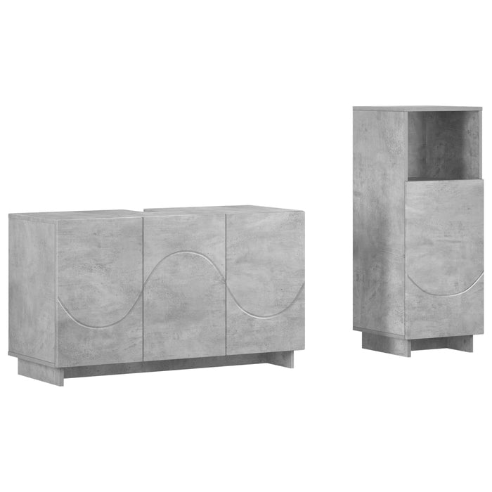 Set dulap baie 2 buc. Gri Beton Lemn prelucrat WALTI