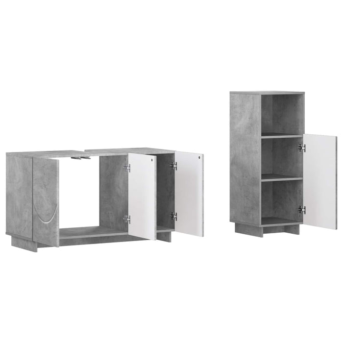 Set dulap baie 2 buc. Gri Beton Lemn prelucrat WALTI