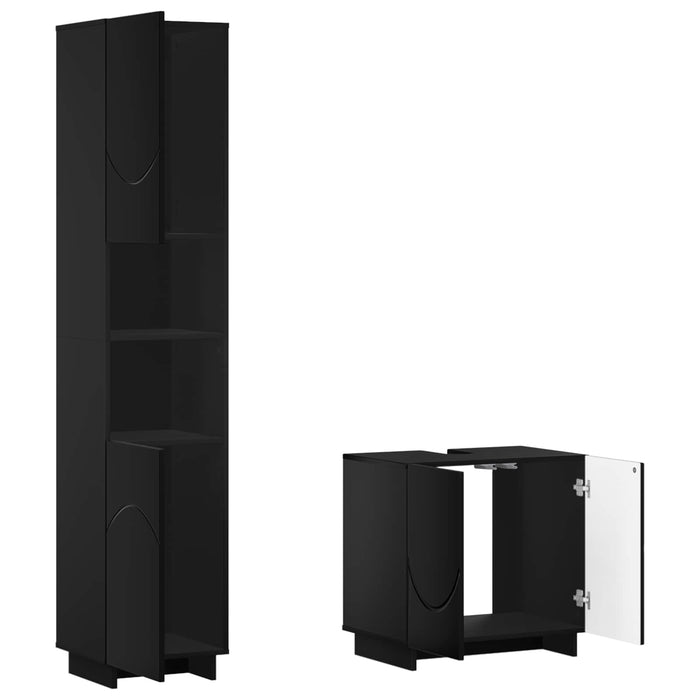 Set dulap baie 2 buc. Negru Lemn prelucrat WALTI