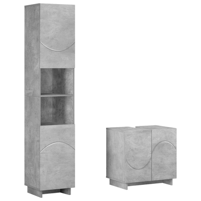 Set dulap baie 2 buc. Gri Beton Lemn prelucrat WALTI