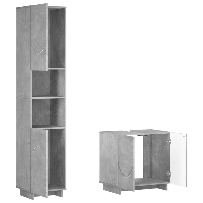 Set dulap baie 2 buc. Gri Beton Lemn prelucrat WALTI