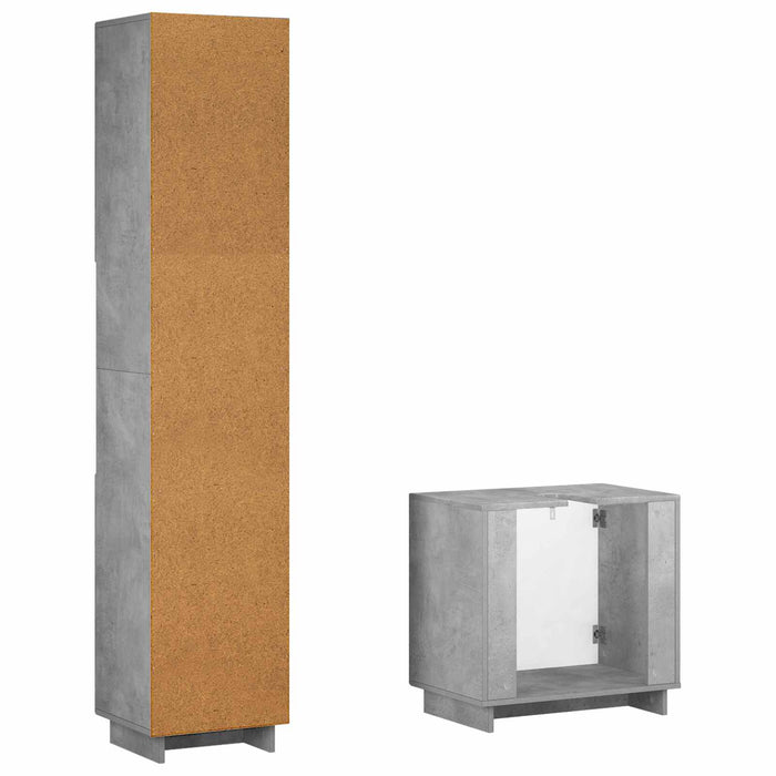 Set dulap baie 2 buc. Gri Beton Lemn prelucrat WALTI