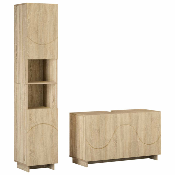 Set dulap baie 2 buc. Stejar Sonoma Lemn prelucrat WALTI