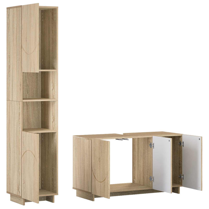 Set dulap baie 2 buc. Stejar Sonoma Lemn prelucrat WALTI