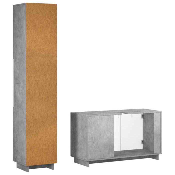 Set dulap baie 2 buc. Gri Beton Lemn prelucrat - WALTI WALTI