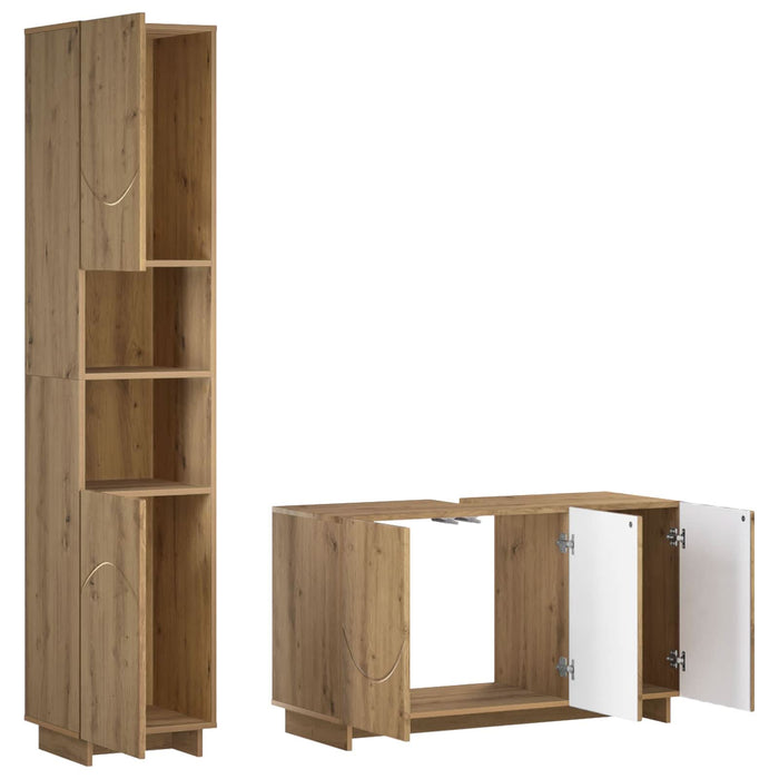 Set dulap baie 2 buc. Stejar Artizanal Lemn prelucrat - WALTI WALTI