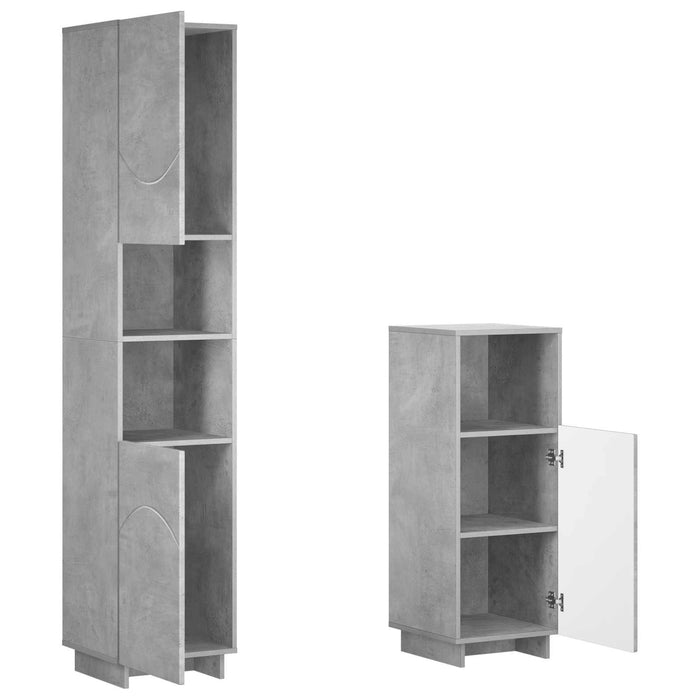 Set dulap baie 2 buc. Gri Beton Lemn prelucrat WALTI
