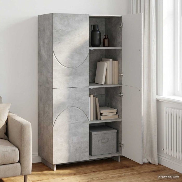 Bufet Gri Beton 79 x 41 x 151 cm Lemn prelucrat WALTI