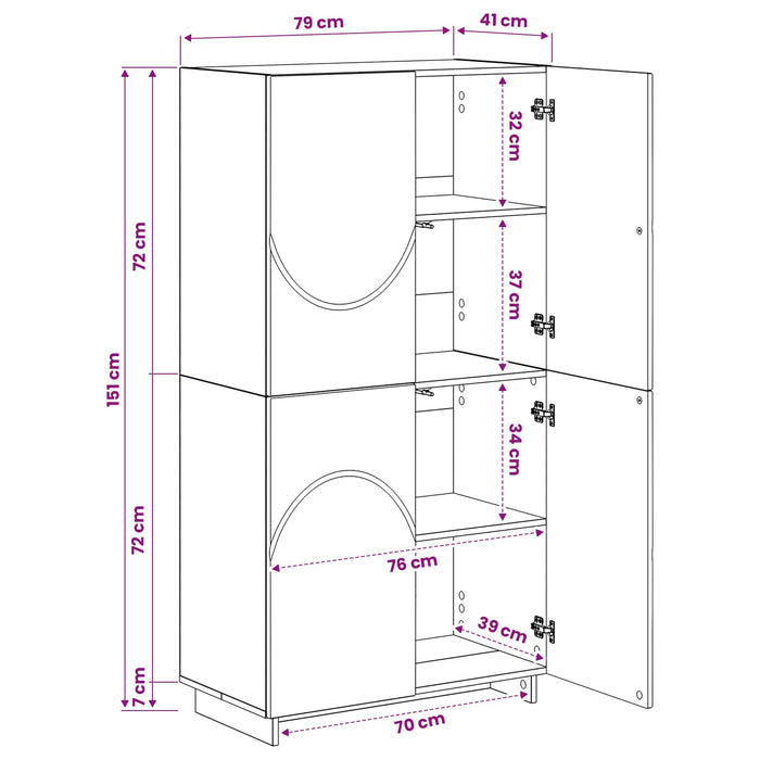 Bufet Gri Beton 79 x 41 x 151 cm Lemn prelucrat WALTI