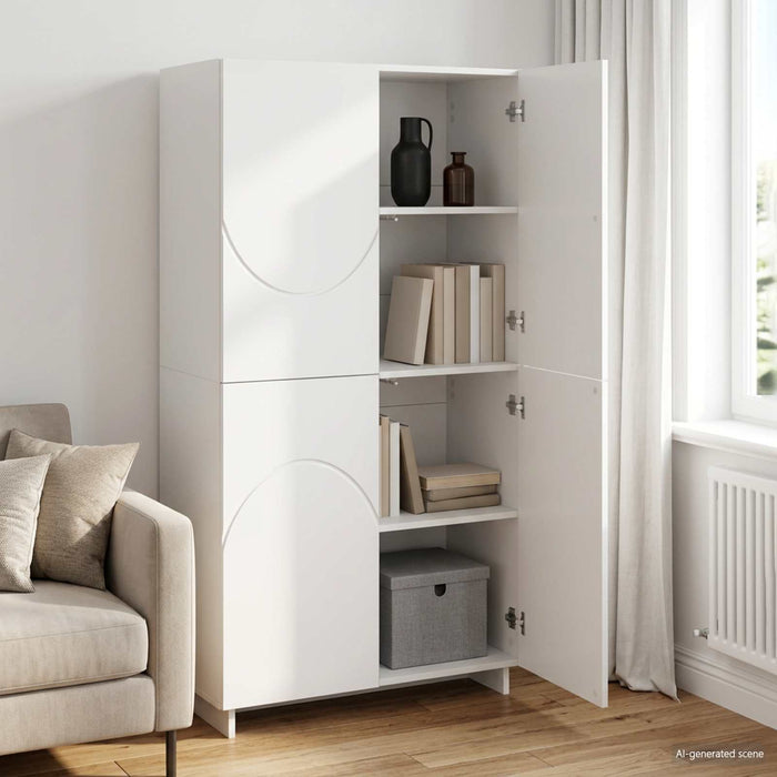 Bufet Alb foarte lucios 79 x 41 x 151 cm Lemn prelucrat WALTI