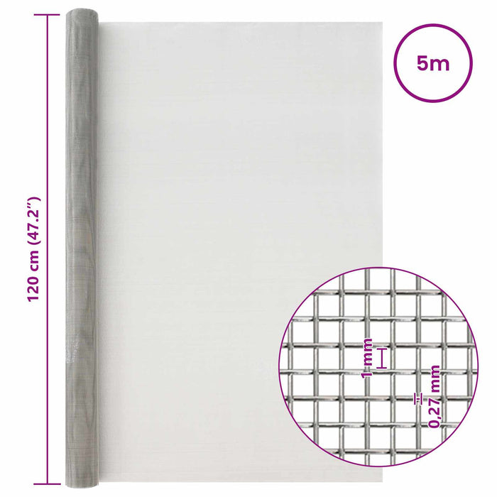 Ecran din plasă 120 x 500 cm 20 Mesh Oțel Inoxidabil 201 WALTI