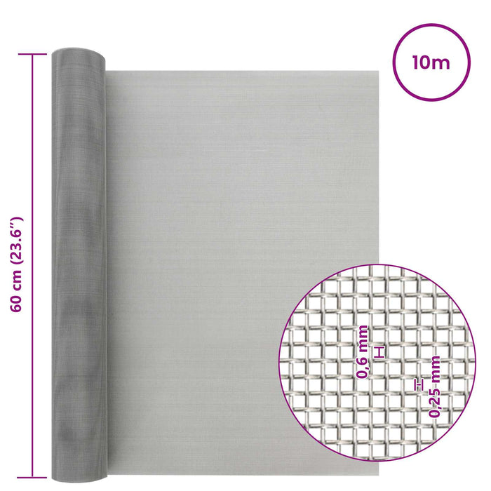 Ecran din plasă 60 x 1000 cm 30 Mesh Oțel Inoxidabil 201 WALTI