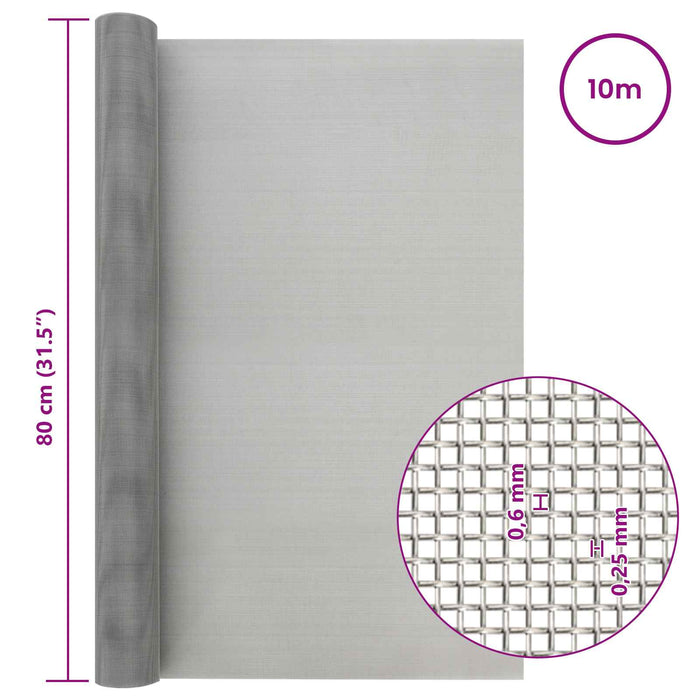 Ecran din plasă 80 x 1000 cm 30 Mesh Oțel Inoxidabil 201 WALTI