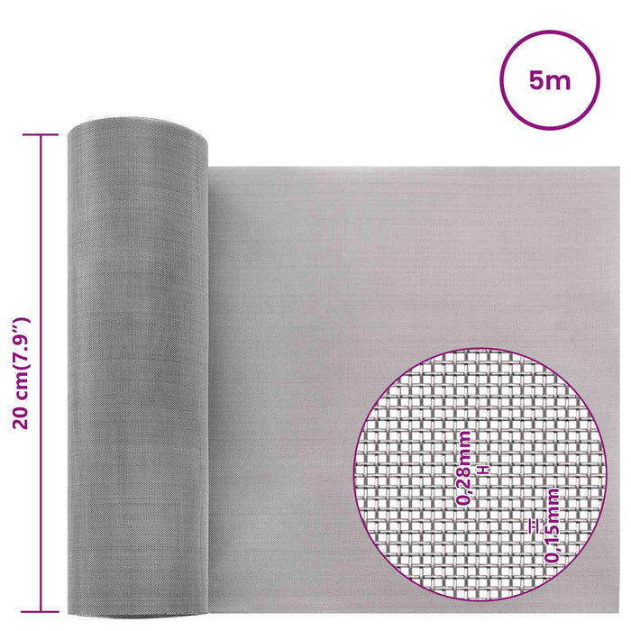Ecran din plasă 20 x 500 cm 60 Mesh Oțel Inoxidabil 201 WALTI