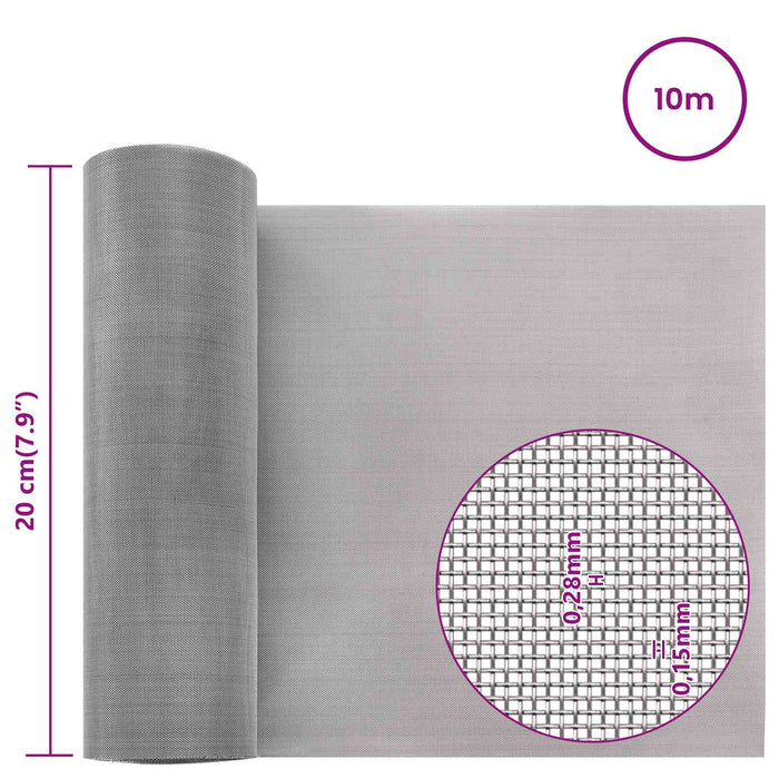 Ecran din plasă 20 x 1000 cm 60 Mesh Oțel Inoxidabil 201 WALTI